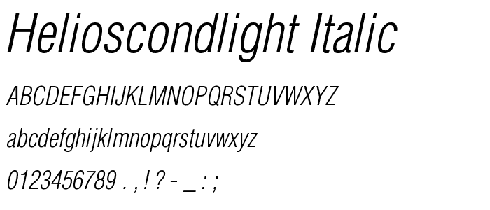HeliosCondLight Italic font